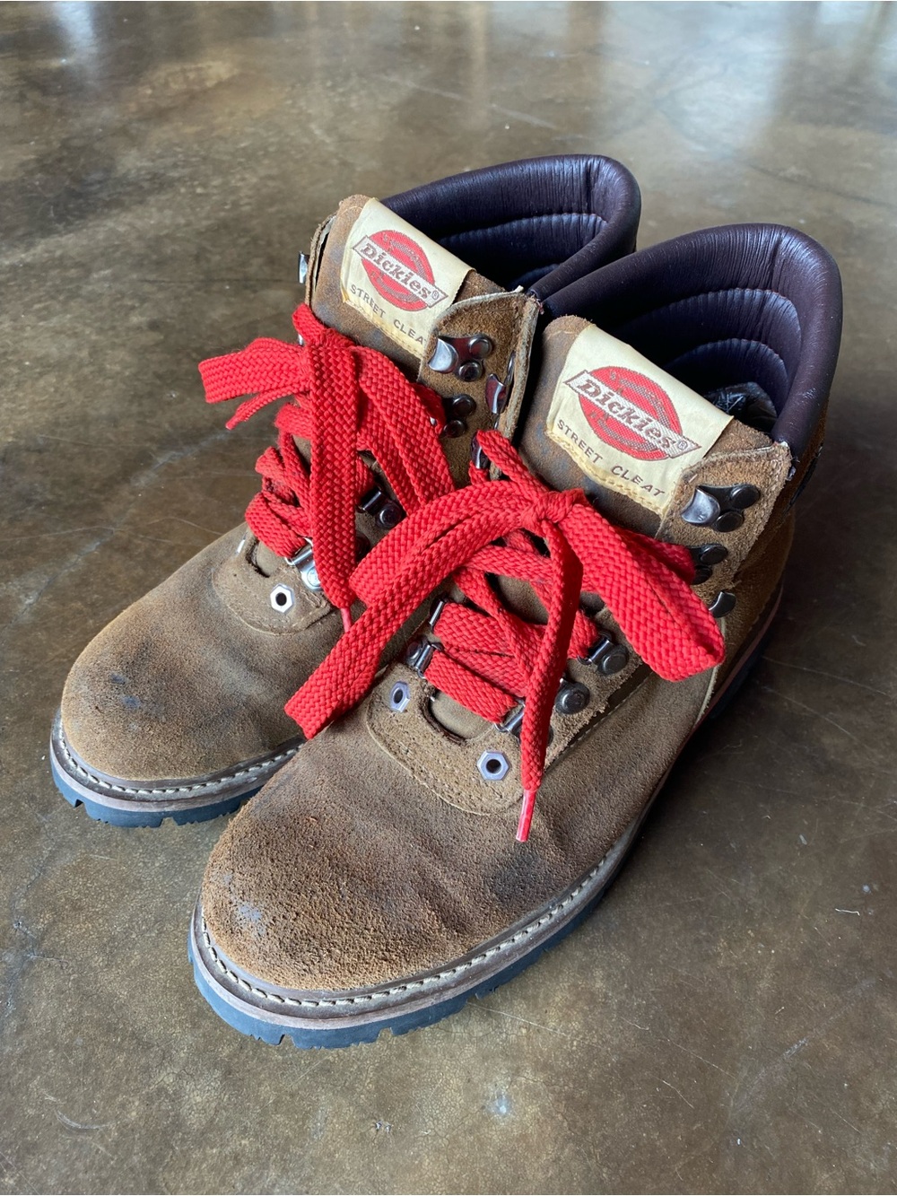 VTG Rare 80s 90s Dickies Street Cleat Leather Brown Suede Steel Toe Boots
